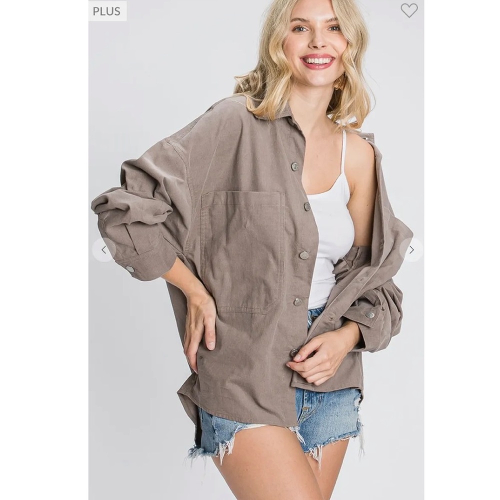 Mocha corduroy button down shirt